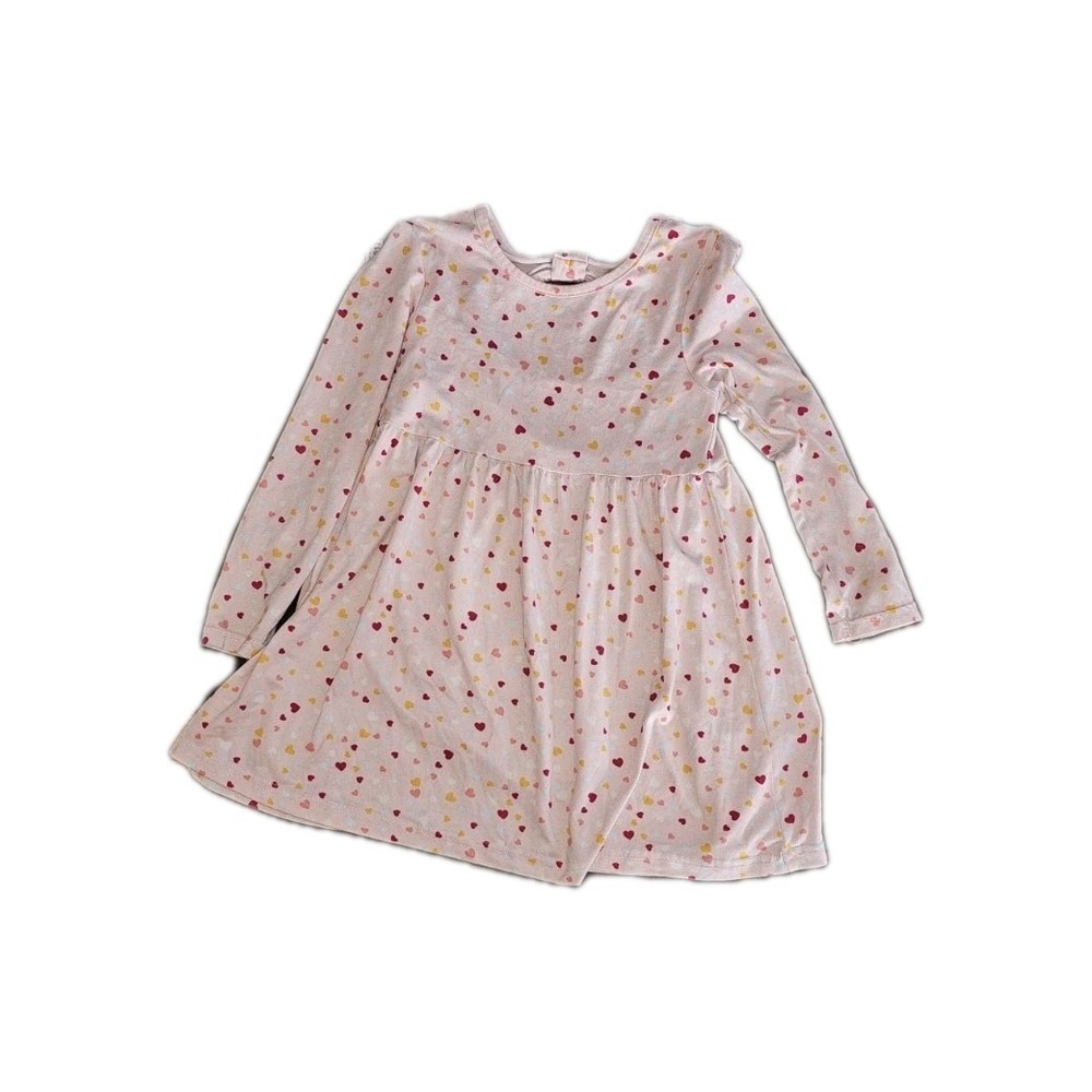 girl ‎ Size 5 pink long sleeve dress with hearts Knee High  #15